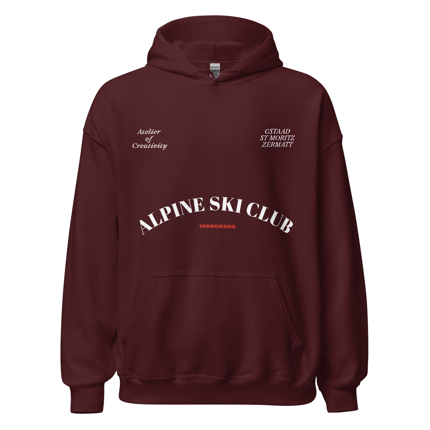 ALPINE SKI CLUB HOODIE MAROON